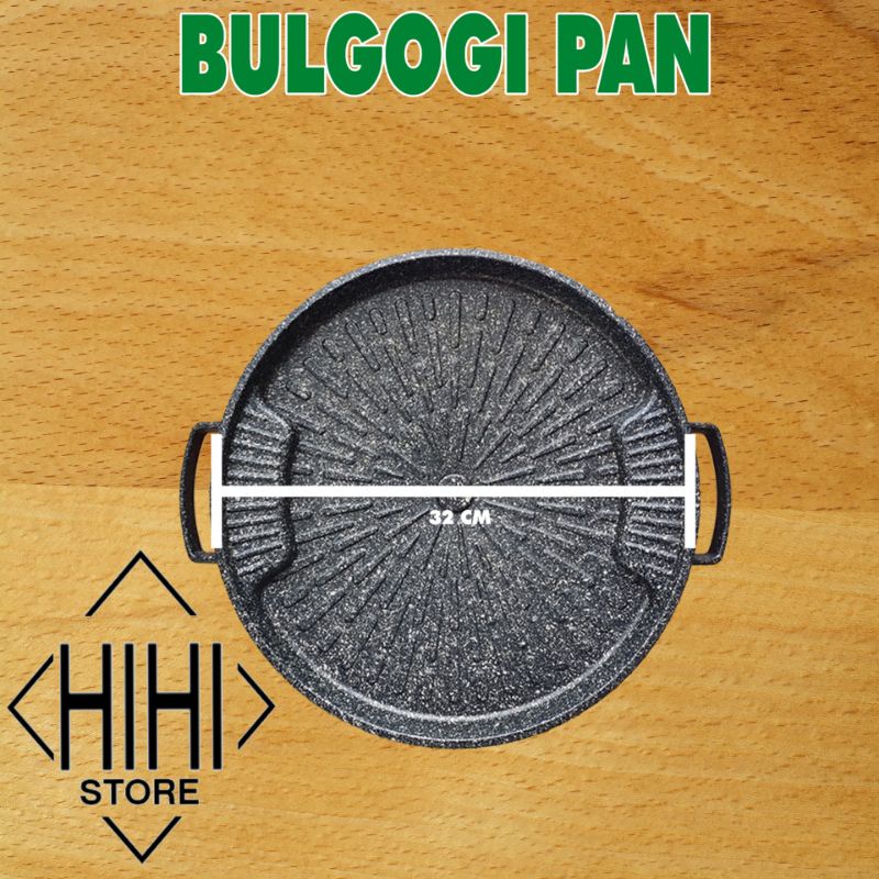 Bulgogi Pan 32cm Grill Marble Panggangan BBQ TANPA TUTUP KACA - Bulgogi Pan 32 cm