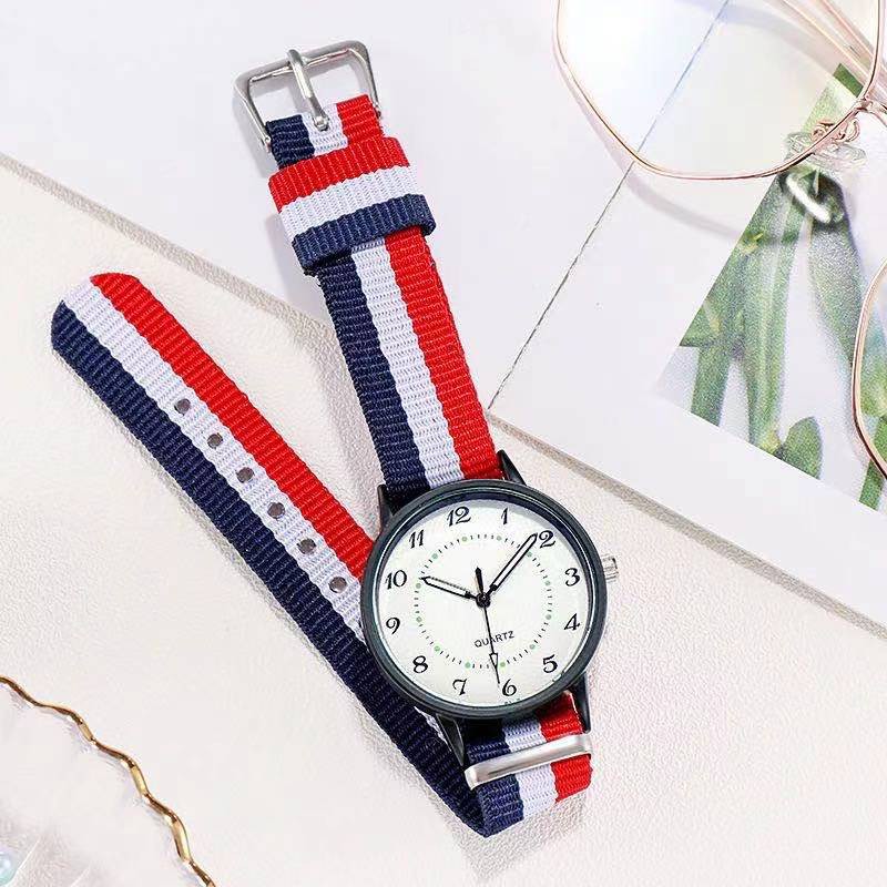 Jam Tangan Analog Kanvas Quartz Unisex Fashion Korea Aksesoris Fashion Import