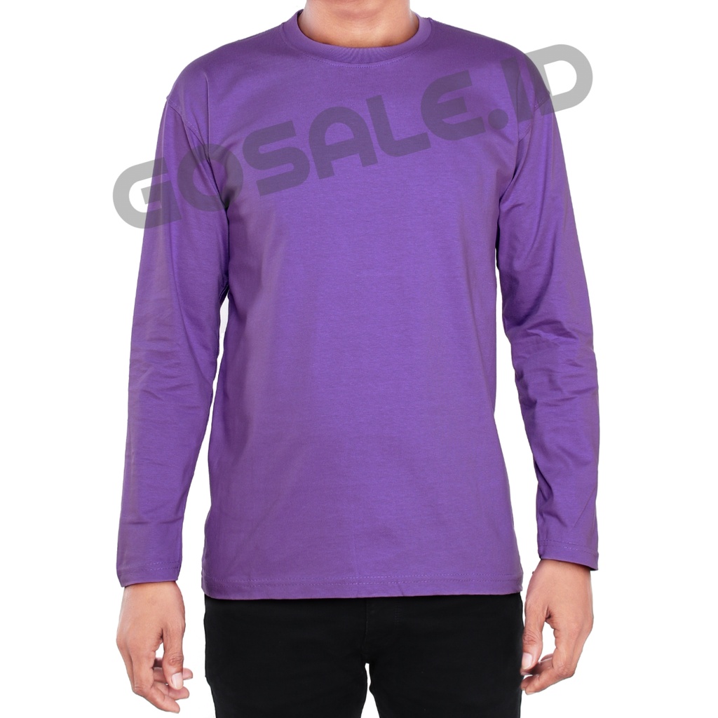 Kaos Katun/Cotton Oblong Polos Ungu Muda Lengan Panjang