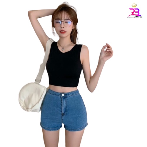 Crop Top Polos Oneck Kaos Singlet Wanita Tumblr Crop Tee Tshirt Kaos Fashion Korea