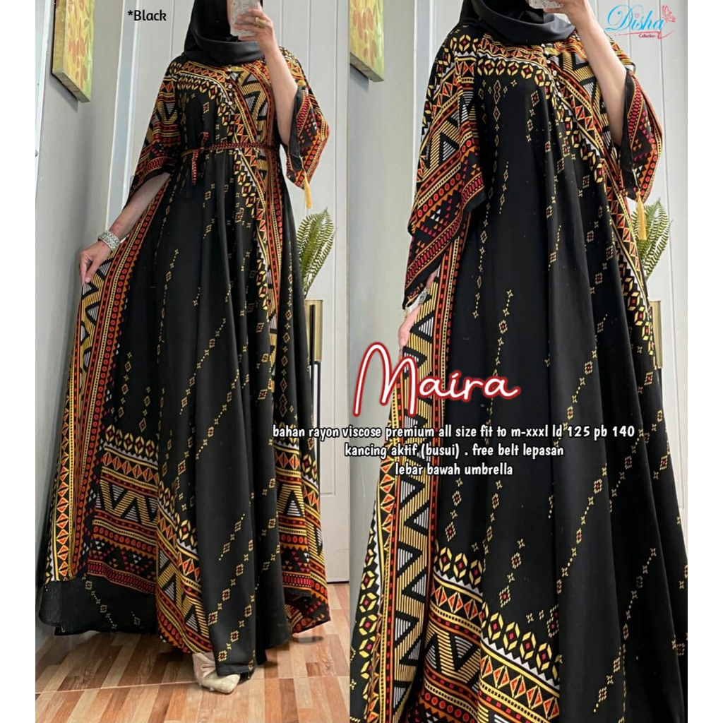 DRESS MAXY DEWASA MAIRA DRESS GAUN PANJANG RAYON VISCOSE FIT XXXL JUMBO LD 125 KEKINIAN BUSUI FRIEND
