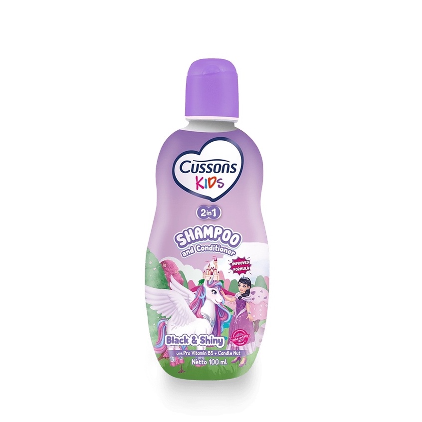 Cussons Kids 2 in 1 Shampoo and Conditioner Unicorn Black &amp; Shiny 200ml