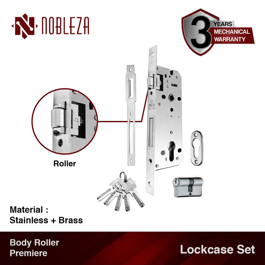 Nobleza Body Kunci Pelor Pintu Rumah Lockcase Mortice  Roller Premiere