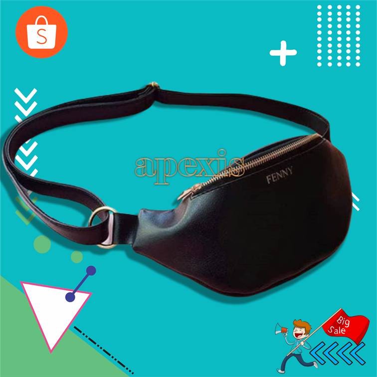 Tas Pinggang Wanita G7H1 Initial Waistbag Kekinian Hitam L9M2 Emory Nezda