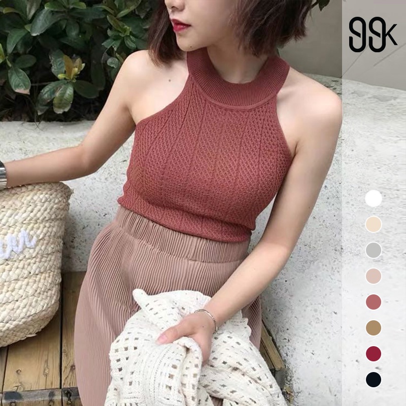 Korean Halter Tank Top Atasan Wanita Rajut 2477