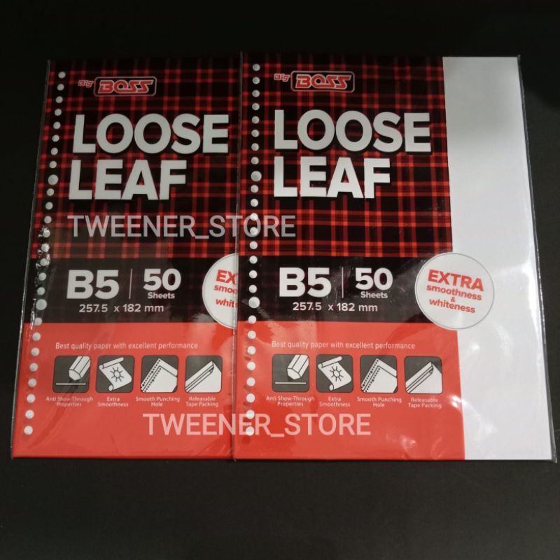 

[B5-POLOS] Big Boss Loose Leaf B5 50 Sheets Lembar Polos | Kertas Isi Binder