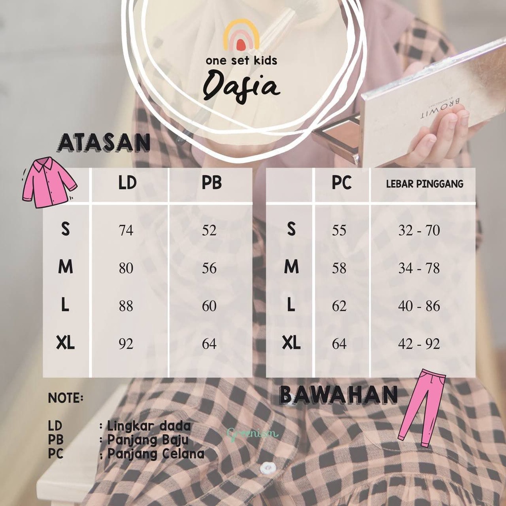 Greenism Dasia Baju Setelan Anak Perempuan Rayon Quality premium - One set Anak