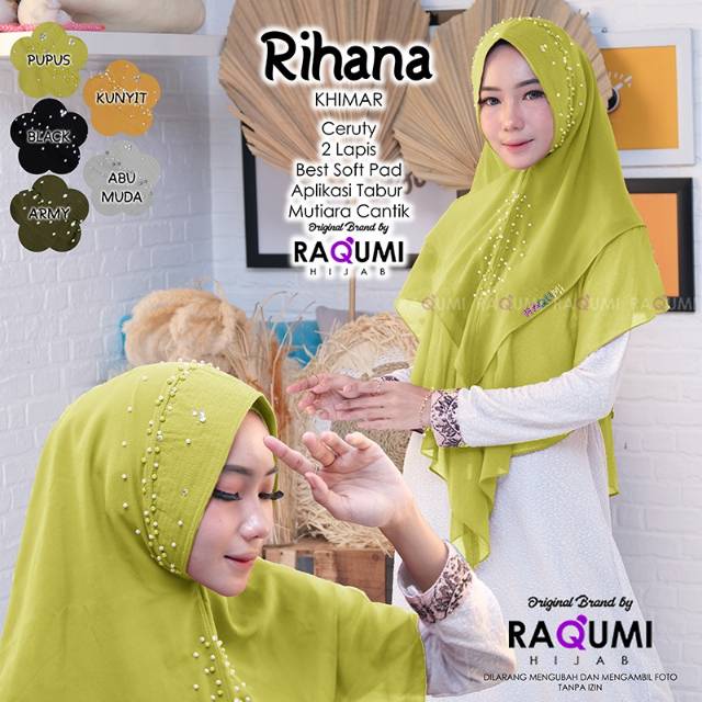 RIHANA KHIMAR ORIGINAL RAQUMI HIJAB | NEW RAQUMI HIJAB | Khimar Pupus | Khimar 2 Lapis