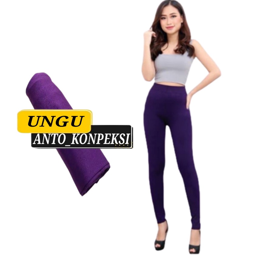 Celana Legging Wanita Spandex Premium Standar &amp; Jumbo BB 35kg - 120kg Termurah / Lejing Hitam