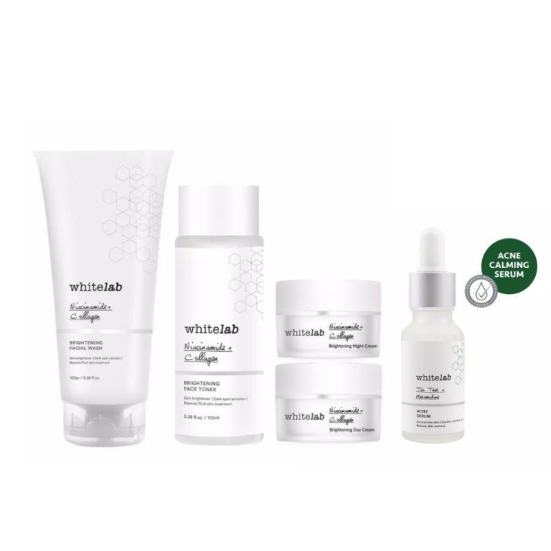 Whitelab Brightening Paket Wajah &amp; Acne Calming Serum (FREE POUCH)