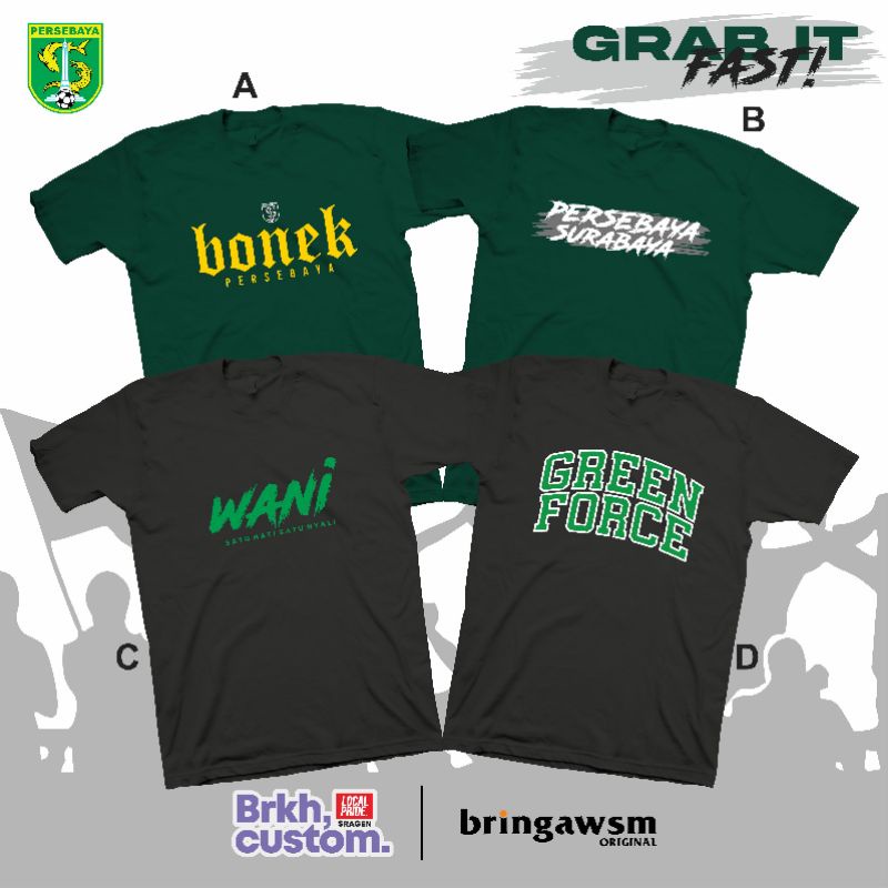 KAOS PERSEBAYA KAOS BONEK KAOS BOLA TAS BOLA KAOS SUPORTER KAOS HOOLIGANS | BRKHCUSTOM