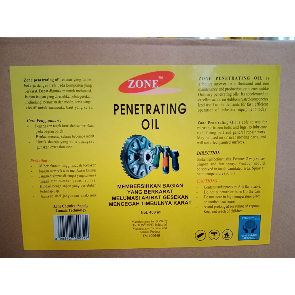 Anti Karat Pelumas Perontok Karat ZONE Penetrating Oil 400 ml