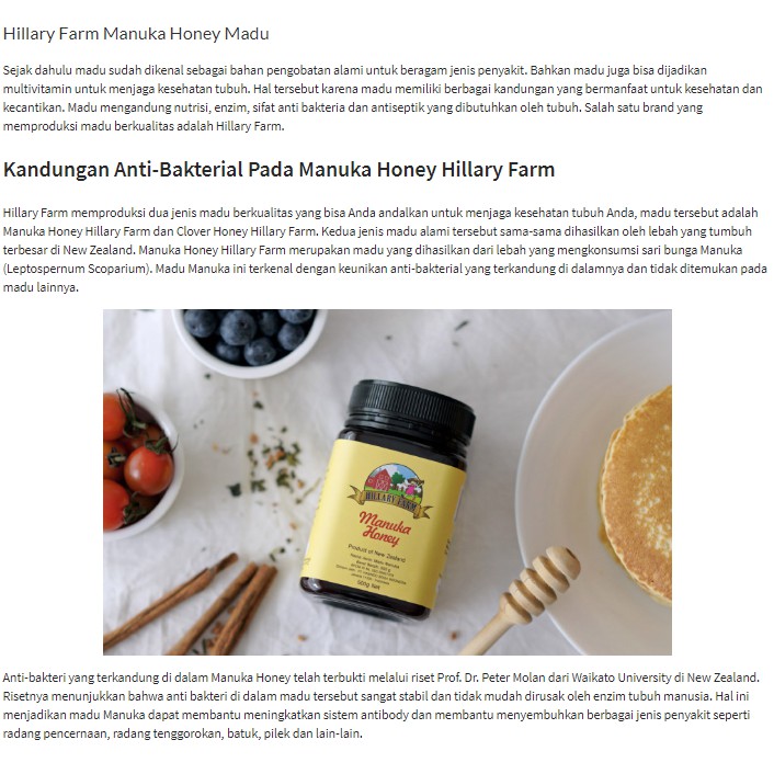 Hillary Farm Manuka Honey Madu New Zealand BPOM 500gram