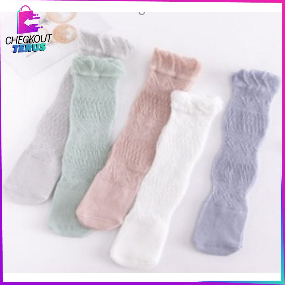 CT P211 Kaus Kaki Panjang Anak Model Jaring Bayi Korea Lucu Kaos Kaki Panjang Anti Nyamuk Polos Kaos Kaki Anak