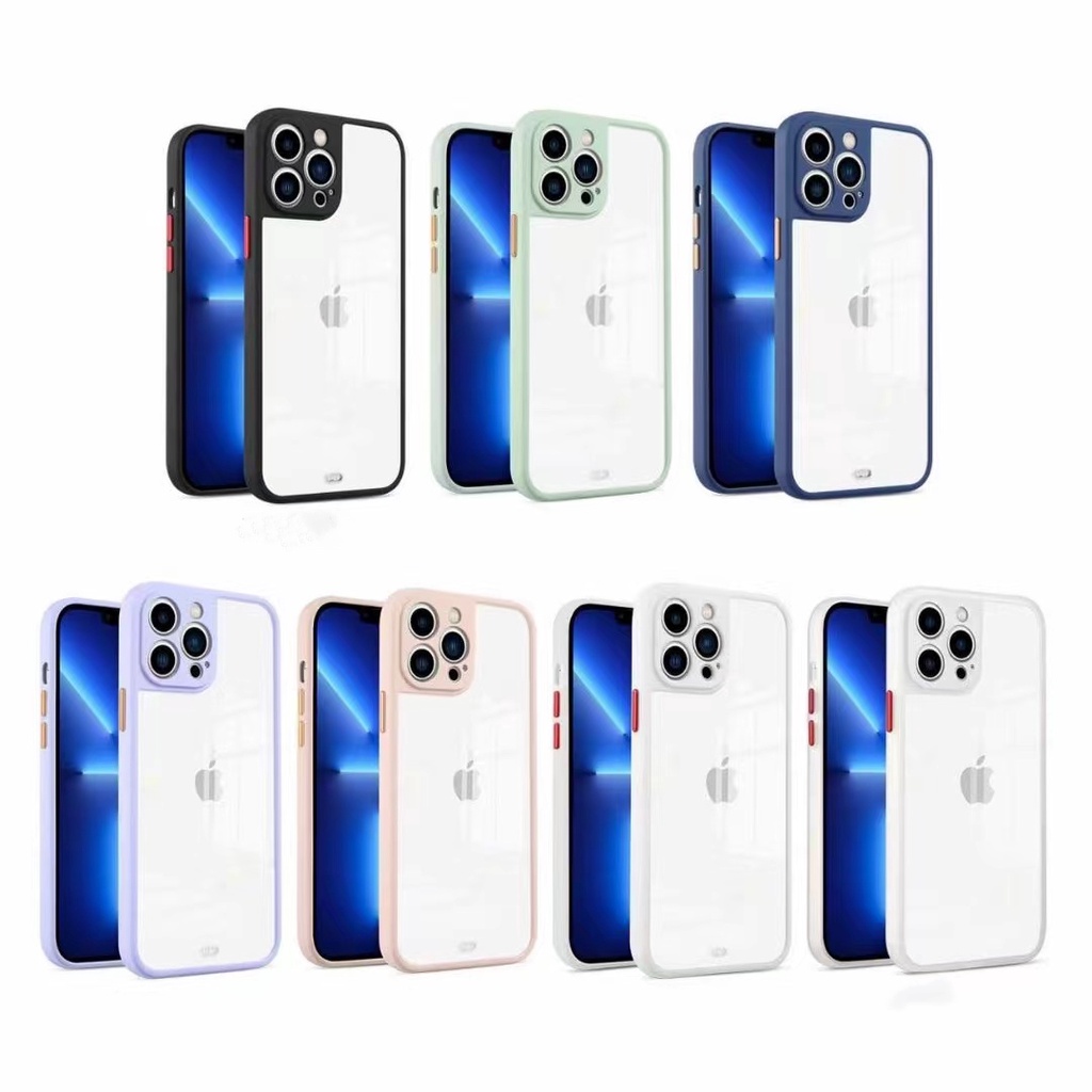 Case Pelindung Warna Macaron Transparan anti Jatuh Untuk iphone 11 12 13 pro max