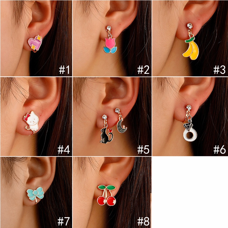 Anting Tusuk Wanita Lucu Korean Style Varian Model Import - Anting Tusuk Buah