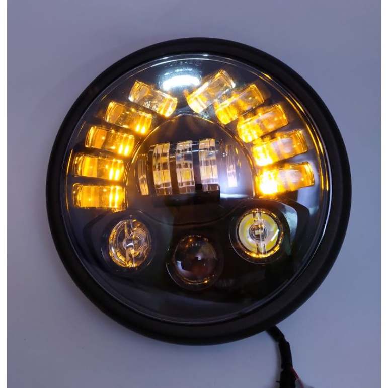 Daymaker 7 inch 19 Led Dus Hitam Lampu Depan Custom