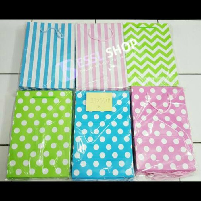 

Paperbag HQ Tebal Polkadot / Strip/ Tas Snack