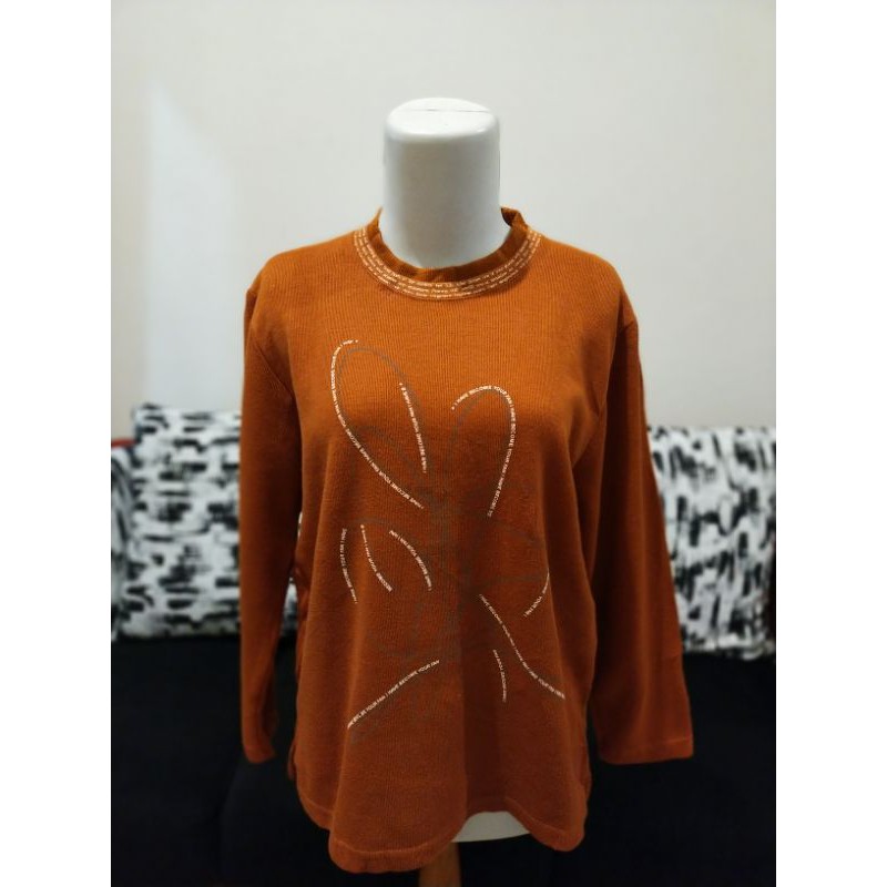 atasan orange / atasan lengan panjang/ atasan wanita / kaos lengan panjang