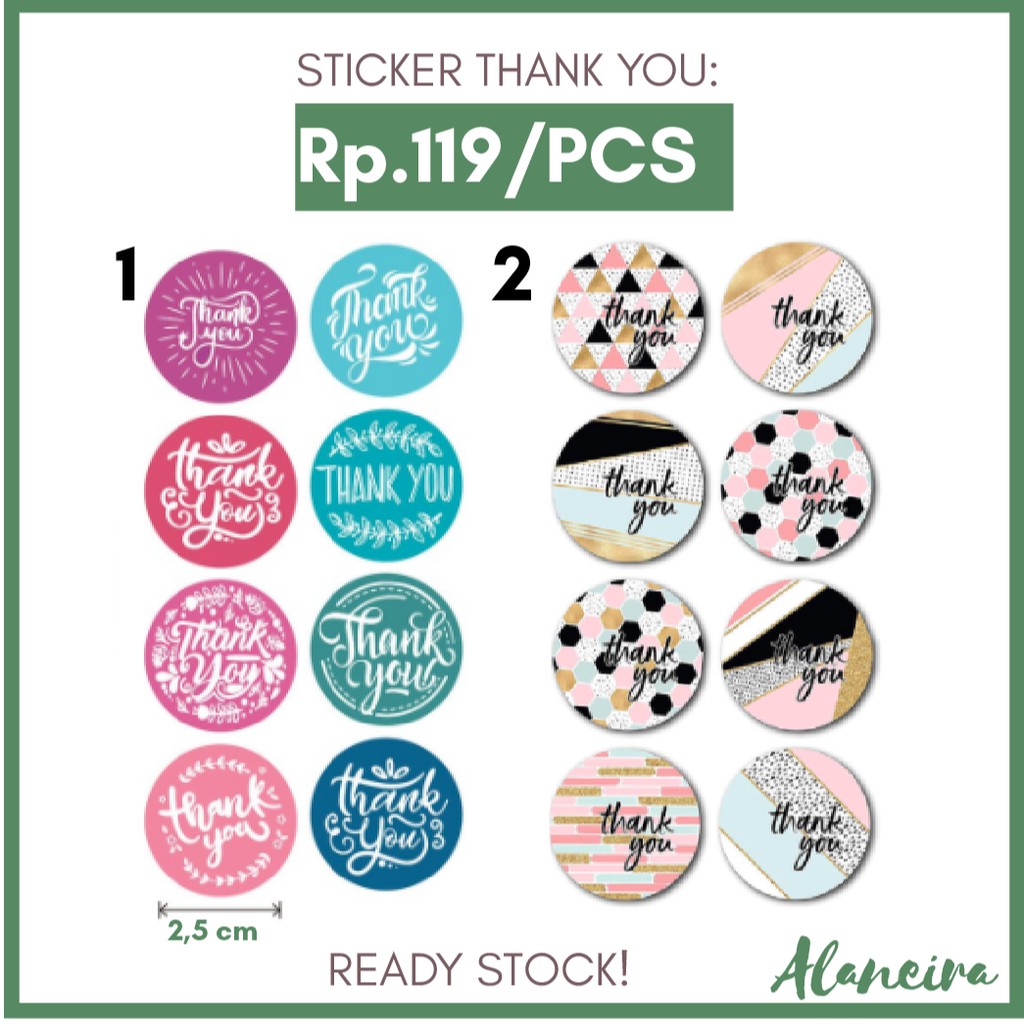 

[1 PAKET = 100 PCS] STIKER LABEL THANK YOU BULAT 2,5 CM DEKORASI SOUVENIR HADIAH GIFT OLSHOP - C