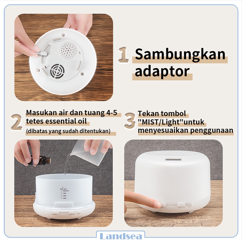 Landsea Ultrasonic aromaterapi Diffuser humidifier 500ML - Terapkan ke Essential oil-3