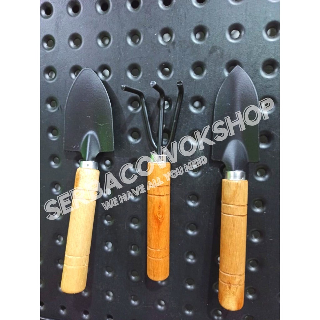 Garden Tool 3 Pcs Gg Kayu / Alat Kebun Skop Sekop Taman Garpu Cangkrang 18 cm Termurah Berkualitas