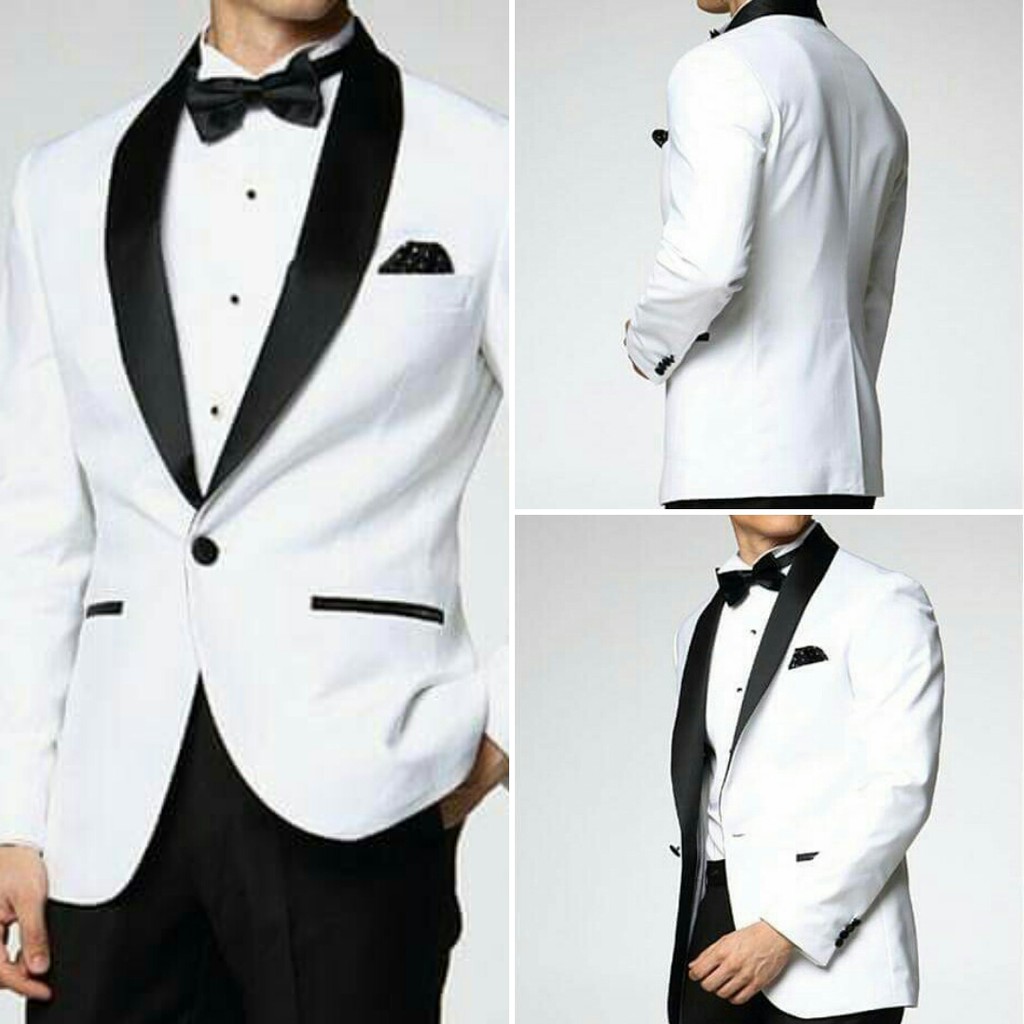  JAS  PRIA  ROYAL WHITE Blazer Cowok Tuxedo Putih Wedding  