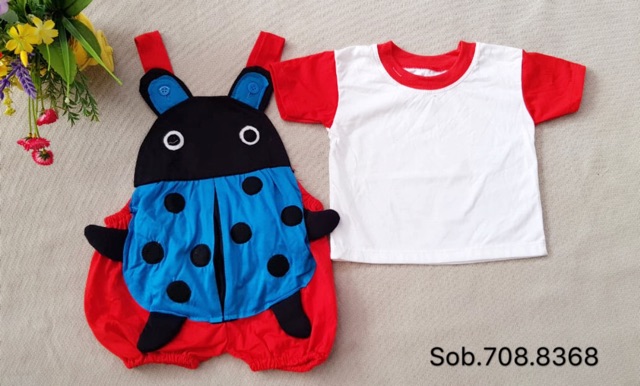 Jumper bayi kumbang + kaos katun 3-9m / baju kodok baby unisex / baju bayi lucu