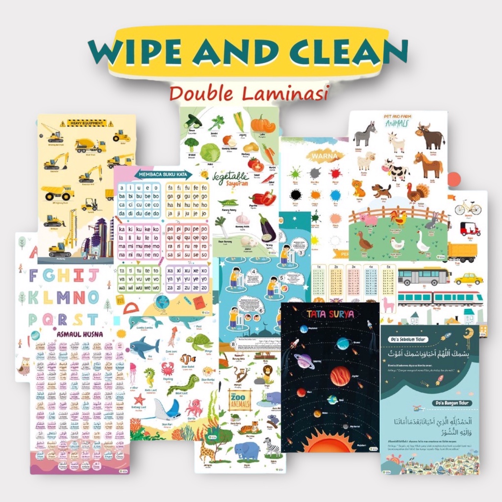 

Poster ANTI ROBEK DOUBLE LAMINASI Edukasi Anak Poster Belajar Pelajaran Wipe Clean