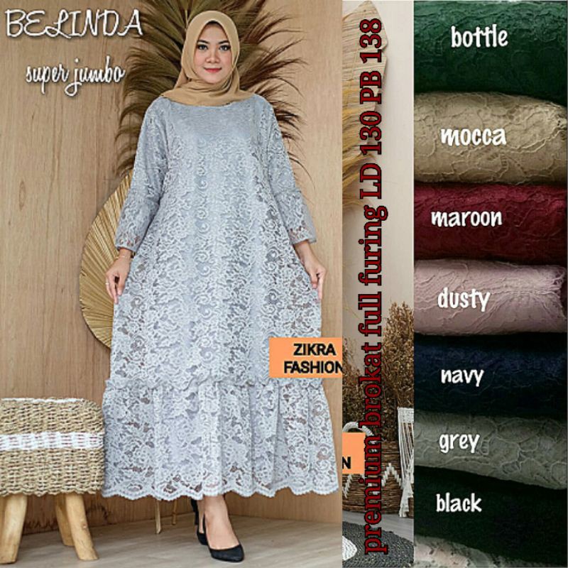 X Real pict X Belinda super jumbo LD 130 by zikra fashion | gamis dress brokat super jumbo premium