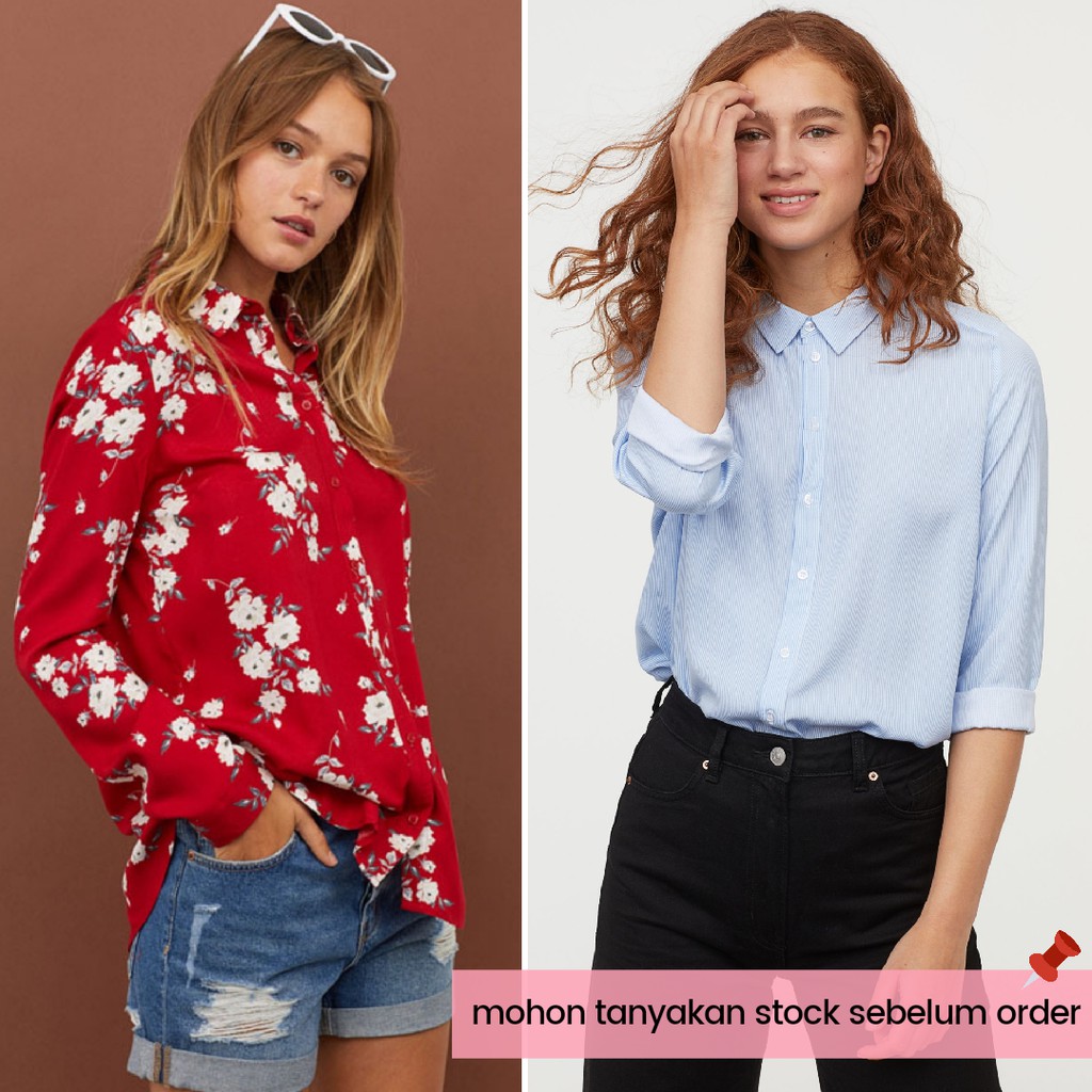ATASAN KEMEJA DIVIDED BY H&M PAKAIAN WANITA BAJU BRANDED HNM MURAH ORI