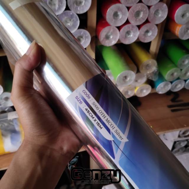 Skotlet Silver Chrome sticker motor bahan lentur bisa menyesuaikan body motor