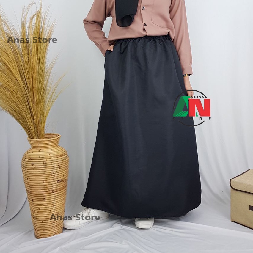 Rok Polos Panjang Moscrepe Skirt Bawahan Wanita kerja kantor kuliah BEST SELLER!!!