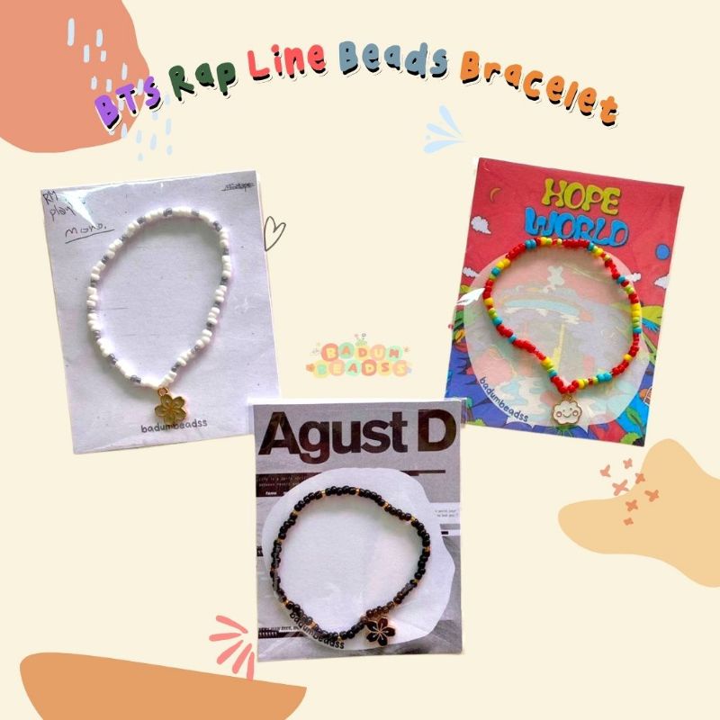 [BTS] Rap Line Beads Bracelet Gelang Korea RM Namjoon Suga Agust D Jhope