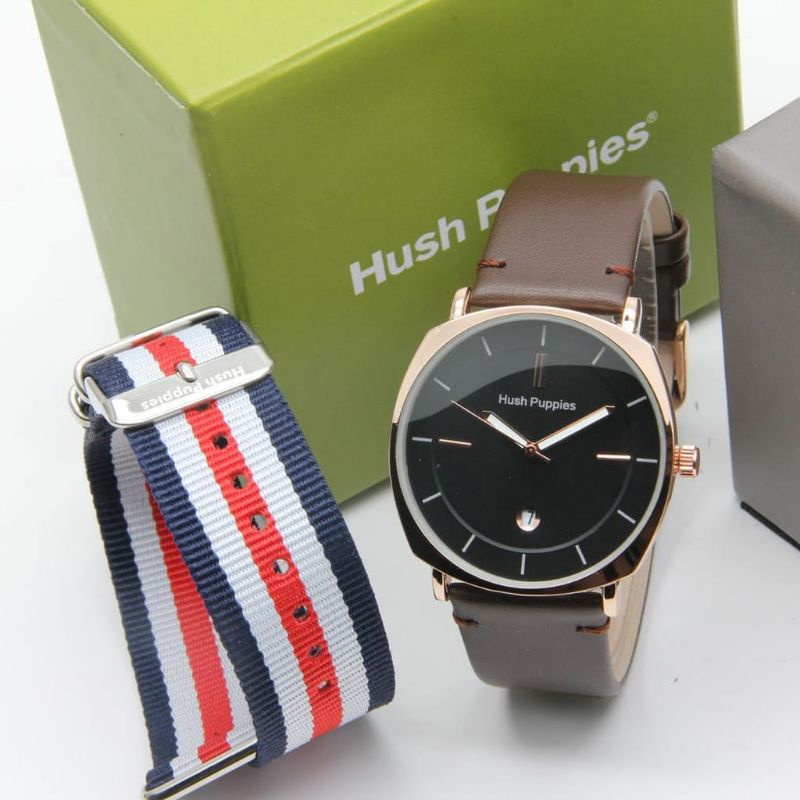 Jam Tangan Kanvas Kulit Terlaris Fashion Bisa COD Hush Puppies Free Strap