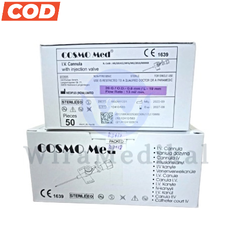 Cosmomed IV Catheter 24G 26G IV Cannula Cosmomed Jarum Infus Abbocath 24G 26G Cosmomed IV