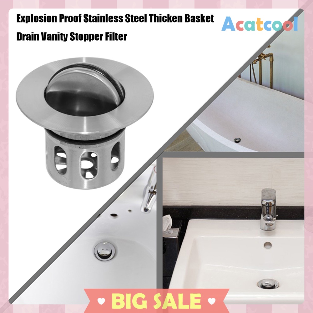 Explosion Proof Stainless Steel Thicken Basket Drain Vanity Stopper Filter