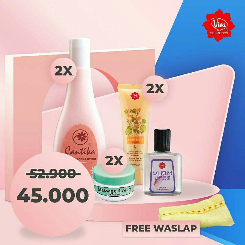 Paket 1Nail Polish Remover 2Hand&amp;Nail Cream 2Massage Cream 30gr 2HBL Cantika 100Ml Viva