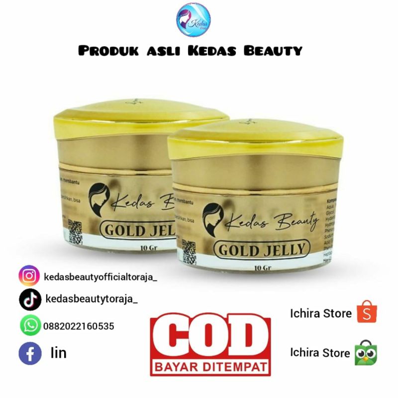 Paket 2 Gold Jelly Kedas Beauty 100% Original BPOM - Pelembab Wajah Kedas Beauty Asli
