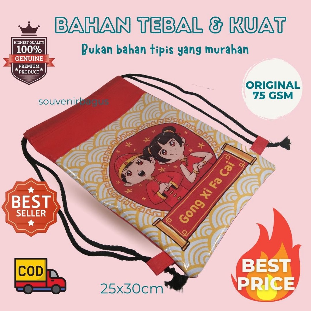 Tas Souvenir Imlek Serut Ransel backpack Merah Chinese New Year Tahun Baru china tiongkok 2022 Year of Tiger