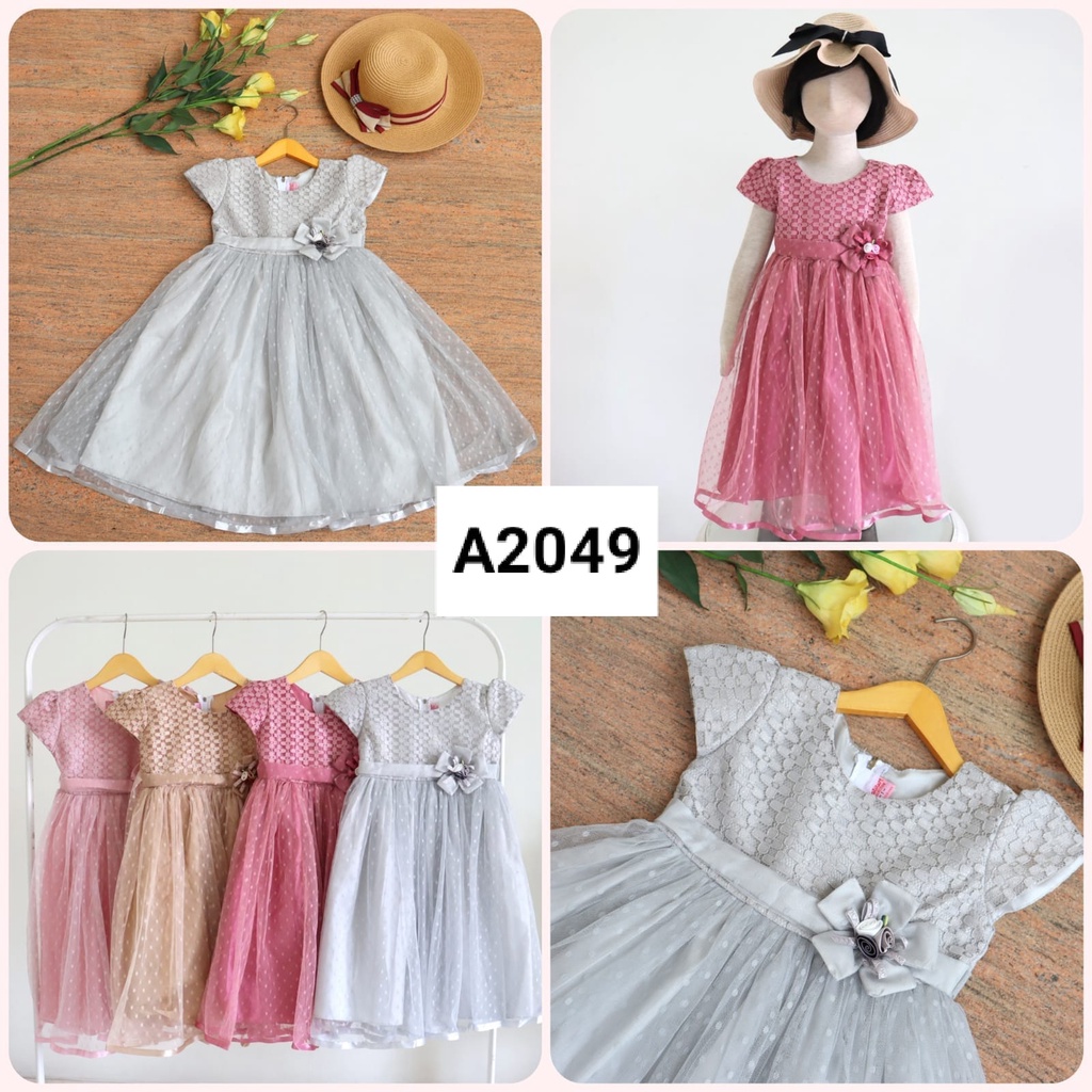 DRESS ANAK BRUKAT PITA IMPORT A2049