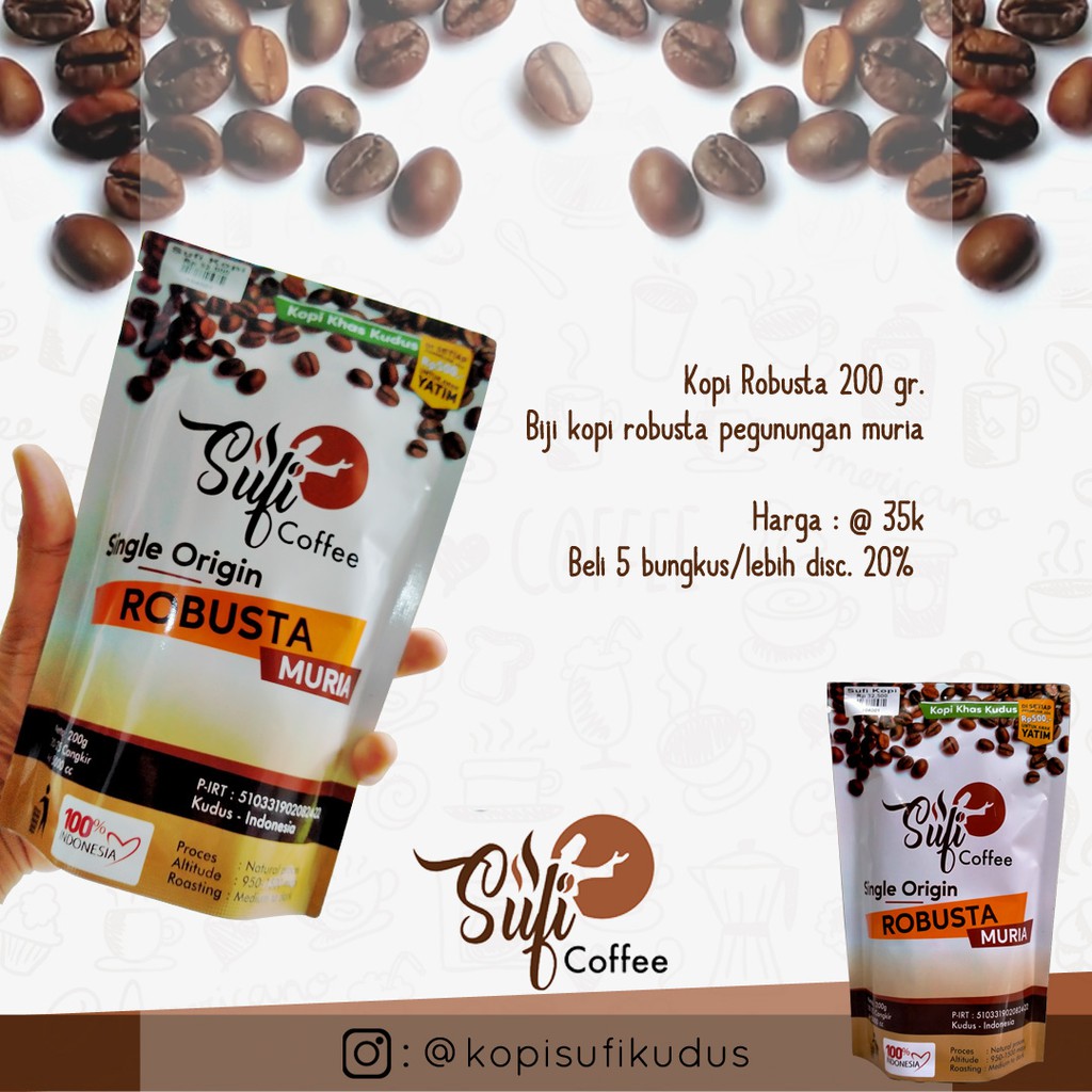 

Kopi Robusta - Kopi Sufi - Kopi Tradisional Muria Kudus 180gr