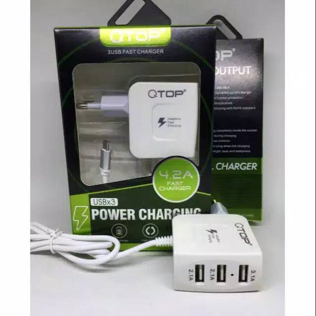 Charger Qtop 3 port 3.4 Ampere Support Fast Charging