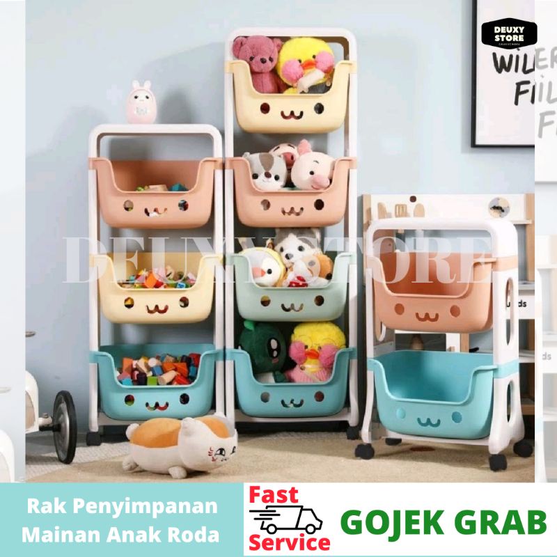 Rak Penyimpanan Mainan Anak Dengan Roda Rak Mainan Anak