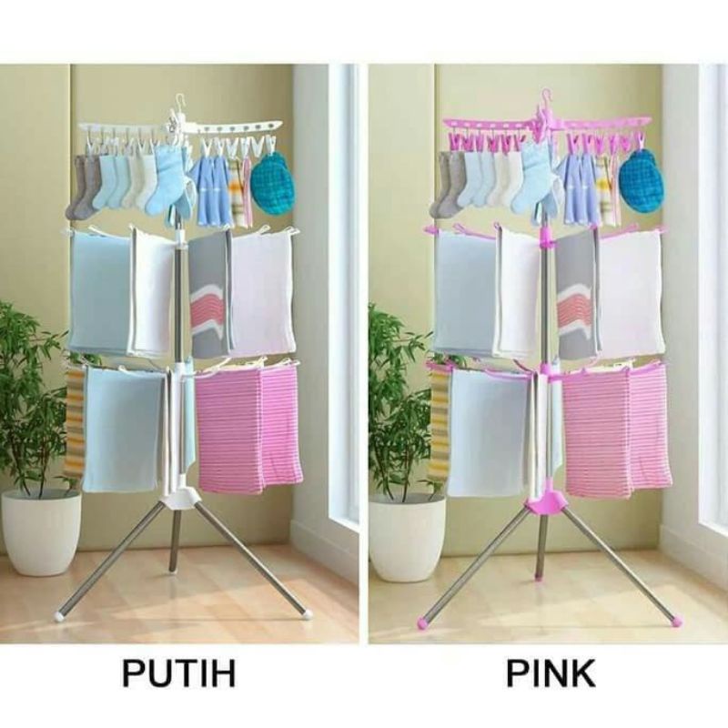Jemuran Menara Lipat Jemuran Baju Model Menara Susun/Gantungan Baju Bayi / Jemuran Baju Bayi Susun 3