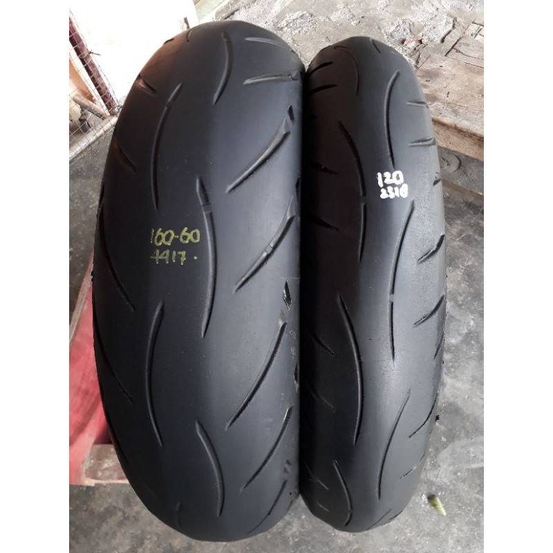 gratis ongkir sepasang ban bekas import metzeler m5 120 70 17 160 60 17 not pireli super corsa