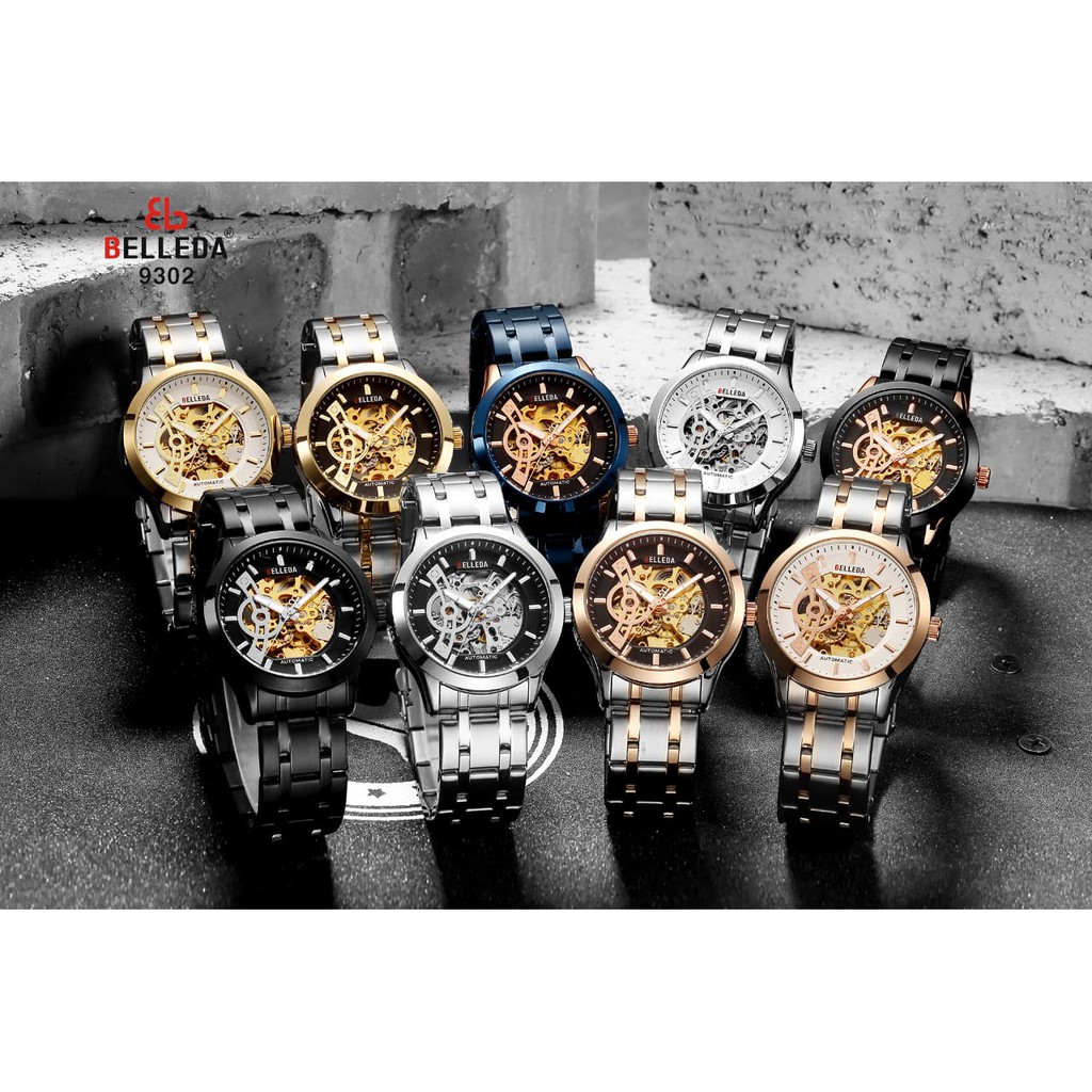 [COD] JAM TANGAN BELLEDA 9302 ORIGINAL ANTI AIR - JAM TANGAN CASUAL AUTOMATIC RANTAI STAINLESS ( FREE COX + KARTU GARANSI )