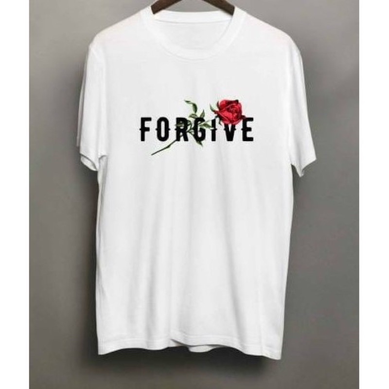 KAOS MAWAR MERAH BAJU KAOS T SHIRT PRIA WANITA DISTRO FORGIVE GAMBAR BUNGA MAWAR MERAH RED ROSE PRIA