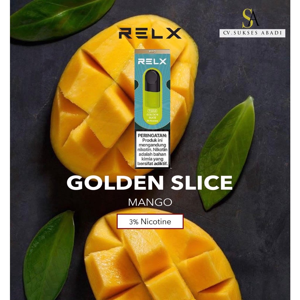 RELX Vape Pod Pro Ceramic Golden Slice (Mangga) / RELX POD PRO GOLDEN SLICE (MANGO) ORGINAL POD / RELX POD CERAMIC RASA MANGGA