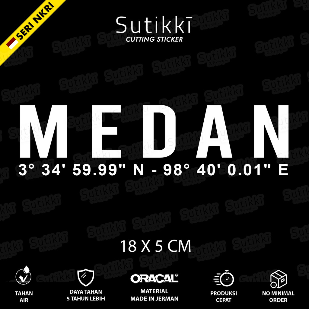 Sutikki | Cutting Sticker Medan Sumatera Utara Kordinat Stiker Batak Vinyl Mobil Motor - Seri NKRI